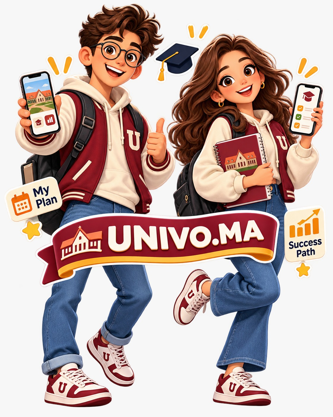 Students using Univo on their phones